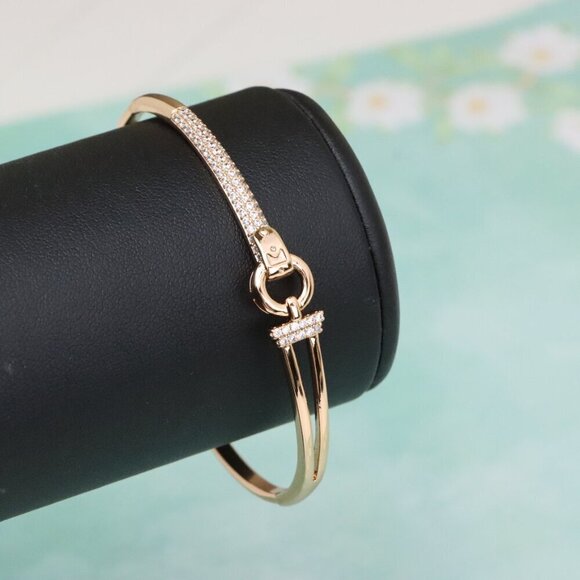 Elegant Rose Gold Bangle with Dual-Tone Ring Accent, XPBL0586 - Picture 6 of 12